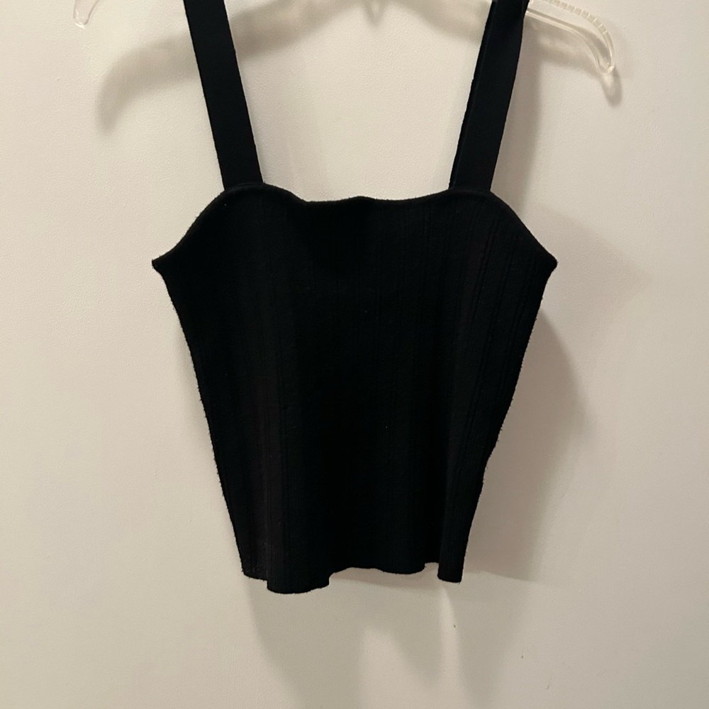 Black Ribbed Knit Tank Top